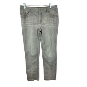 Chico's So Slimming Grey Jeans Size 00 Regular Embellished Pockets Stretchy sz 4